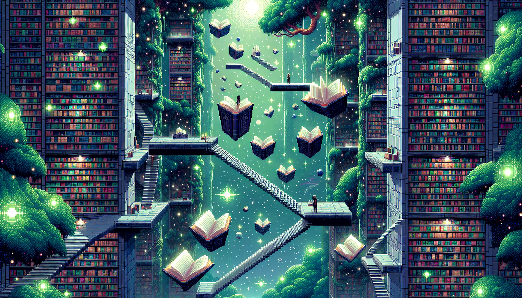 Pixel art style morning scene